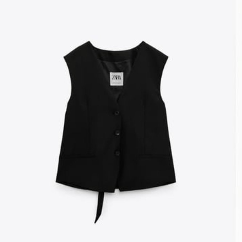 Zara Black Button-Up Vest